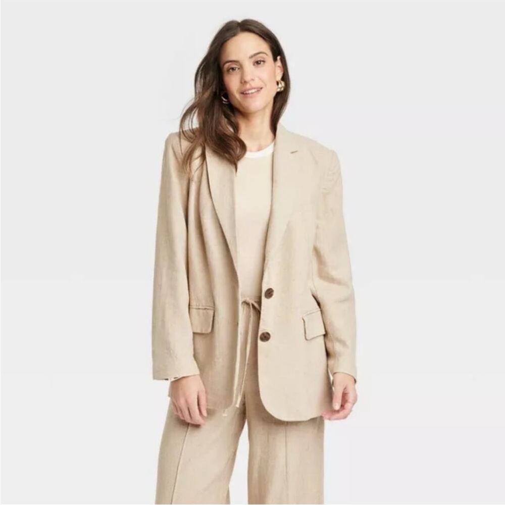 NWT oversized linen blazer tan small a new day